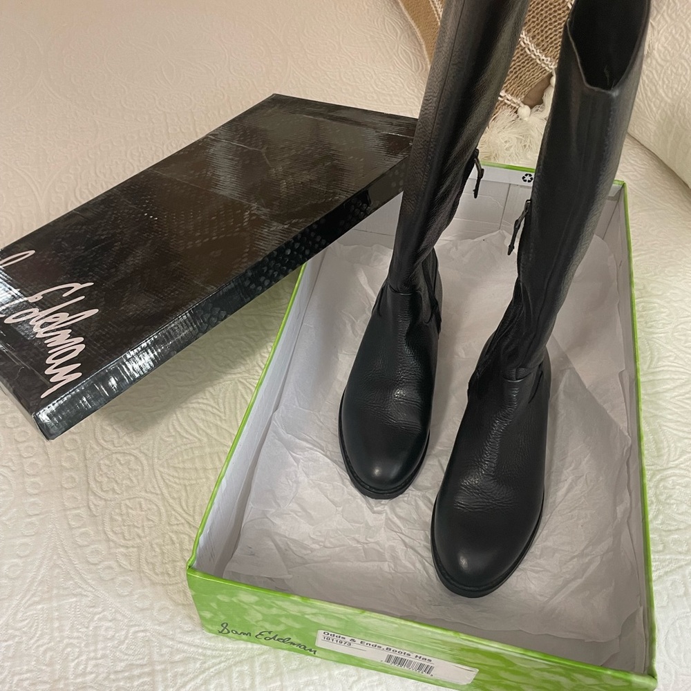 Sam Edelman Women’s Ryan Leather Black Riding Boots Sz 8 in Excellent Condition